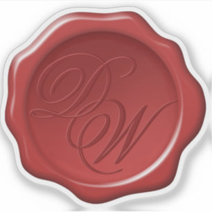 Sticker Monogramme au sceau de cire rouge 2 initiales écri