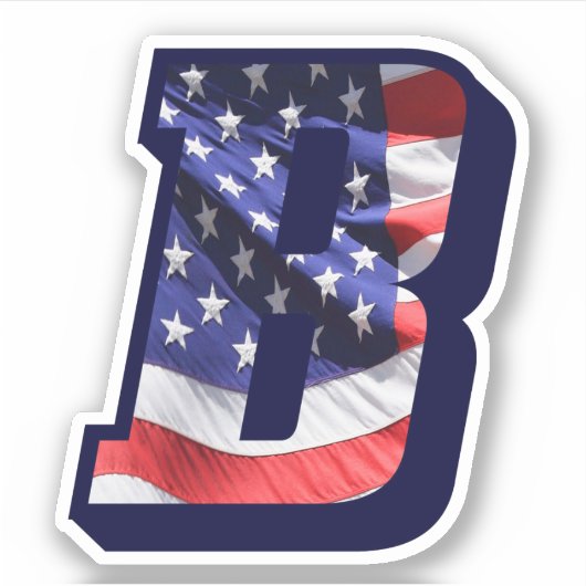 Sticker Monogramme B American Flag LETTRE B INITIALE USA (Devant)