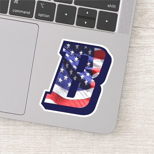 Sticker Monogramme B American Flag LETTRE B INITIALE USA (Détail)