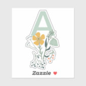 Sticker Monogramme Belle flore botanique Personnaliser (Feuille)