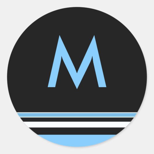 Sticker Monogramme Bleu et Noir (Devant)