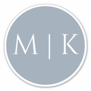 Sticker Monogramme bleu foncé Élégant Mariage minimal simp