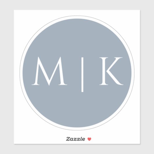 Sticker Monogramme bleu foncé Élégant Mariage minimal simp (Feuille)