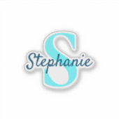 Sticker Monogramme Blue Aqua Personnalisé (Devant)