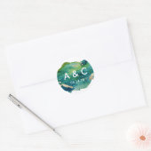Sticker Monogramme Blue Green et Gold Splatter (Enveloppe)