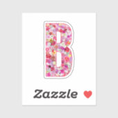 Sticker Monogramme botanique rose, initiale florale B (Feuille)