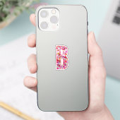 Sticker Monogramme botanique rose, initiale florale B (Téléphone)