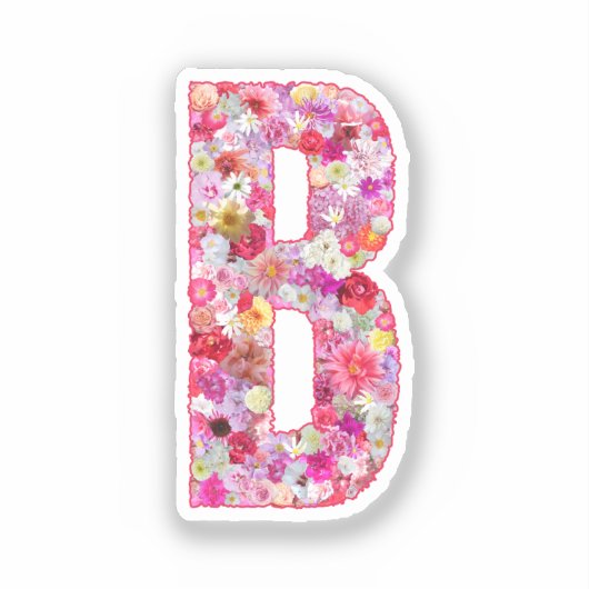 Sticker Monogramme botanique rose - Lettre florale initial (Recto)