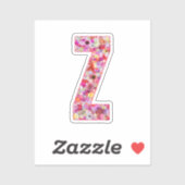 Sticker Monogramme botanique rose lettre florale initiale  (Feuille)