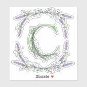 Sticker Monogramme C Lavande Eucalyptus (Feuille)