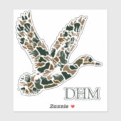 Sticker Monogramme canard colvert camouflage chic (Feuille)