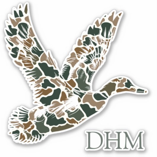 Sticker Monogramme canard colvert camouflage chic (Devant)