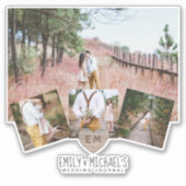 Sticker Monogramme cardiaque rustique Photos Fête des mari (Devant)