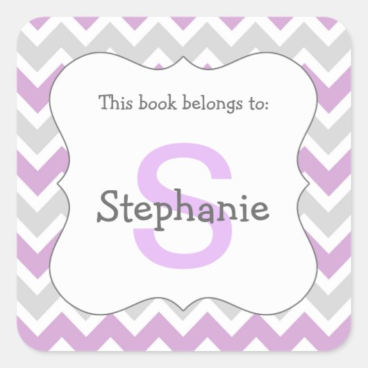 Sticker monogramme Chevron violet gris (Devant)