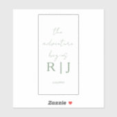 Sticker Monogramme Citation Vert Sauge Aventure Commence M (Feuille)