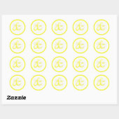 Sticker Monogramme citron jaune et blanc (Feuille)