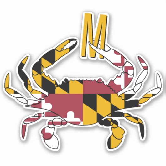 Sticker Monogramme Crabe Bleu Drapeau de l'État du Marylan (Devant)
