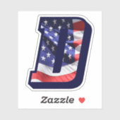 Sticker Monogramme D American Flag LETTRE D INITIAL USA (Feuille)