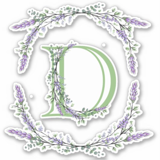 Sticker Monogramme D Lavande Eucalyptus (Devant)