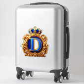 Sticker Monogramme D Lettre Bleu Royal (Sur valise)