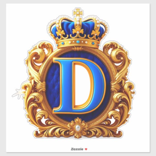 Sticker Monogramme D Lettre Bleu Royal (Feuille)