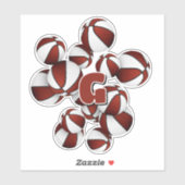 Sticker monogramme d'athlète sur ballons de basket marron (Feuille)