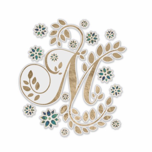 Sticker Monogramme de calligraphie dorée de luxe avec lett (Devant)