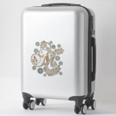 Sticker Monogramme de calligraphie dorée de luxe avec lett (Sur valise)