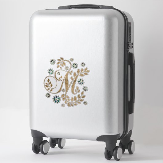 Sticker Monogramme de calligraphie dorée de luxe avec lett (Sur valise)