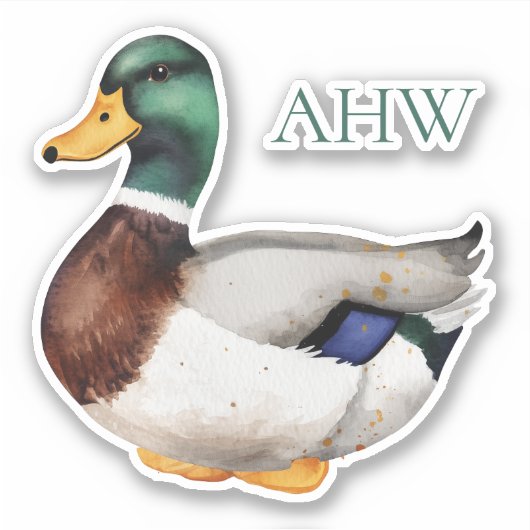 Sticker Monogramme de canard à canard de Preppy Mallard (Devant)