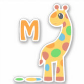 Sticker Monogramme de la Giraffe de dessin coloré (Devant)