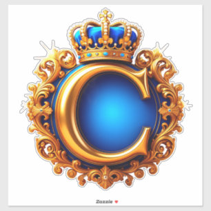 Sticker Monogramme de la lettre C en bleu royal