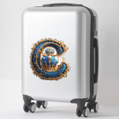 Sticker Monogramme de lettre C bleu royal (Sur valise)