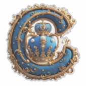 Sticker Monogramme de lettre C bleu royal (Devant)