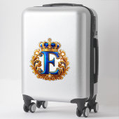 Sticker Monogramme de lettre E bleu royal (Sur valise)
