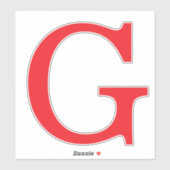 Sticker Monogramme de lettre initiale rouge blanc simple (Feuille)