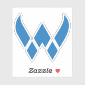Sticker Monogramme de lettre W moderne et minimal bleu (Feuille)