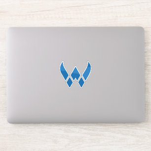 Sticker Monogramme de lettre W moderne et minimal bleu