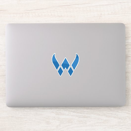 Sticker Monogramme de lettre W moderne et minimal bleu (Ordinateur)
