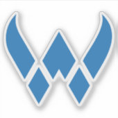 Sticker Monogramme de lettre W moderne et minimal bleu (Devant)