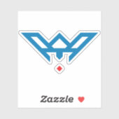 Sticker Monogramme de lettre W moderne et minimal bleu (Feuille)