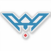 Sticker Monogramme de lettre W moderne et minimal bleu (Devant)