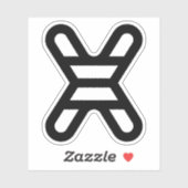 Sticker Monogramme de lettre X drôle (Feuille)