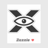 Sticker Monogramme de lettre X œil (Feuille)