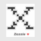 Sticker Monogramme de lettre X pixel moderne (Feuille)