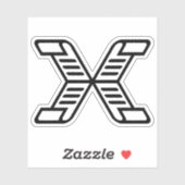 Sticker Monogramme de lettre X stylisé (Feuille)