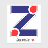 Sticker Monogramme de lettre Z rouge et bleu (Feuille)
