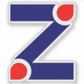 Sticker Monogramme de lettre Z rouge et bleu (Devant)