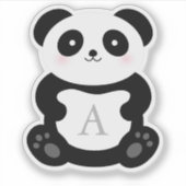 Sticker Monogramme de l'ours de panda de dessin mignon (Devant)