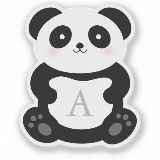 Sticker Monogramme de l'ours de panda de dessin mignon (Devant)